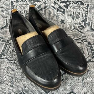 DR SCHOLL'S Watson black croc embossed slip-on platform loafers